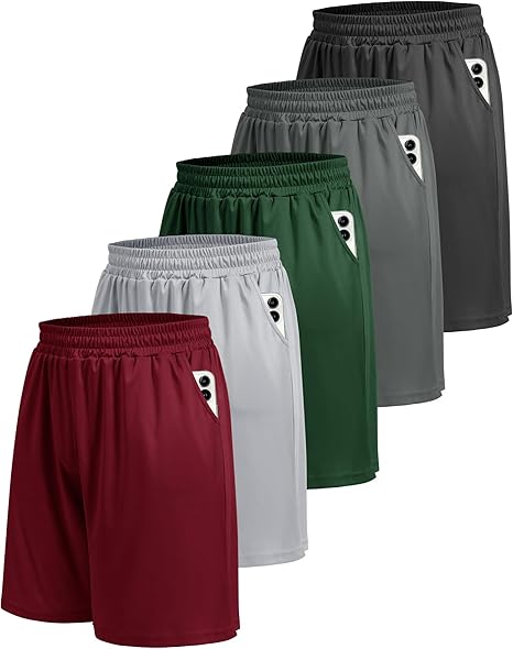 Men's Athletic Gym Shorts - Quick Dry Workout Basketball Shorts with Pockets for Running Casual Activewear, Black
