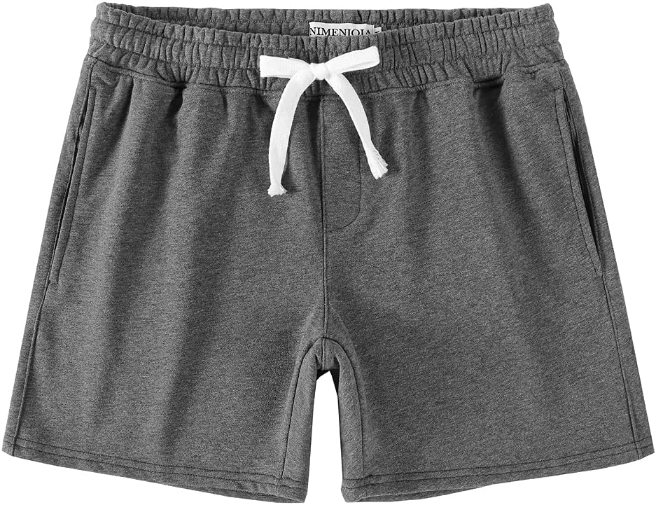 Mens 5.5" Athletic Gym Shorts Cotton Jogger Workout Lounge Jersey Zipper Pocket Sweat Shorts