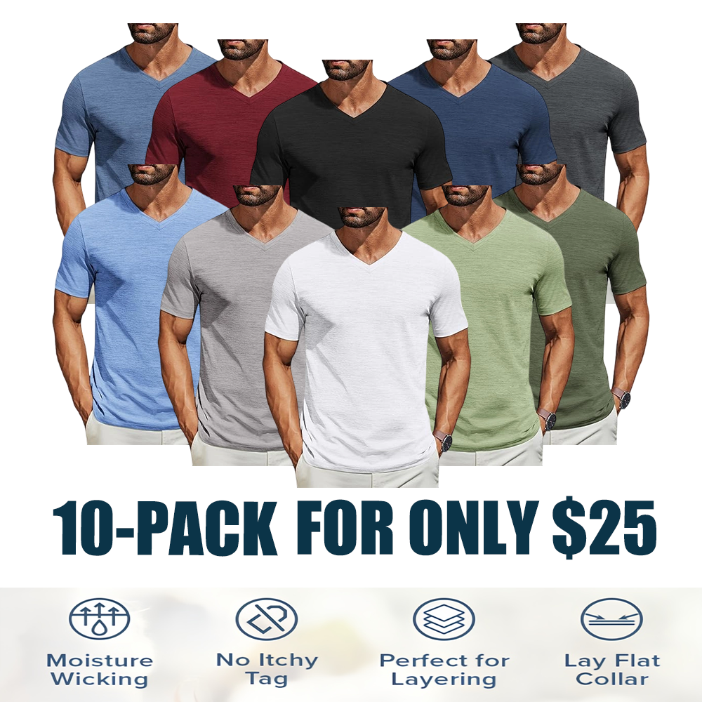 Men's Performance V-Neck Tee – Stretchy, Moisture-Wicking & Quick-Dry Comfort