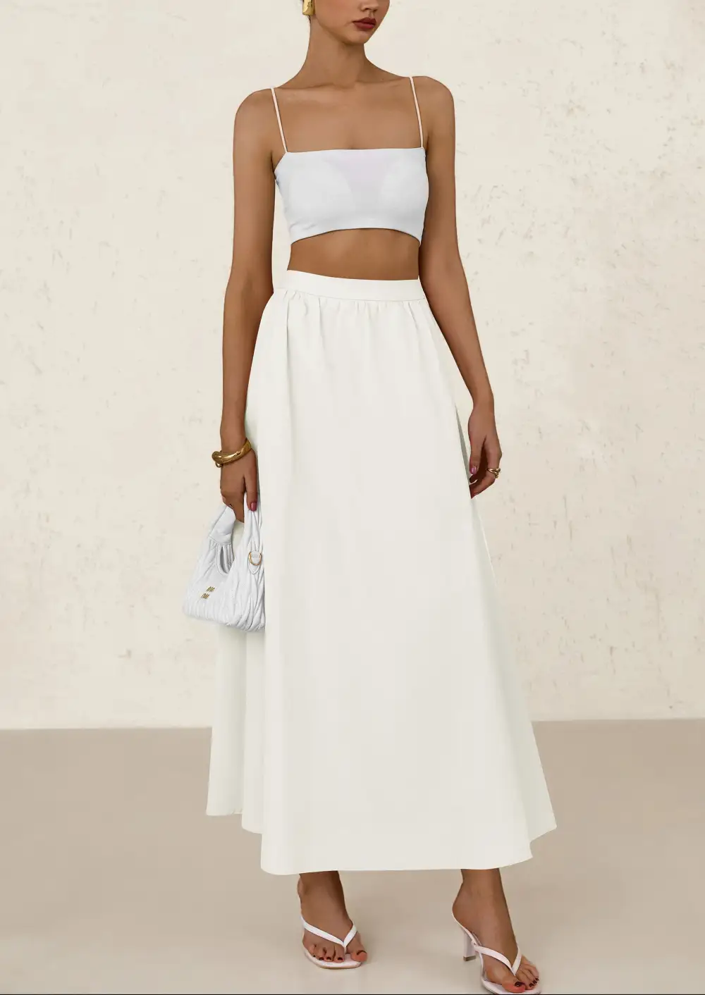 Women's MaxiSkirts Summer Trendy Ruffle HighWaisted Casual Long Flowy Skirtwith Pockets