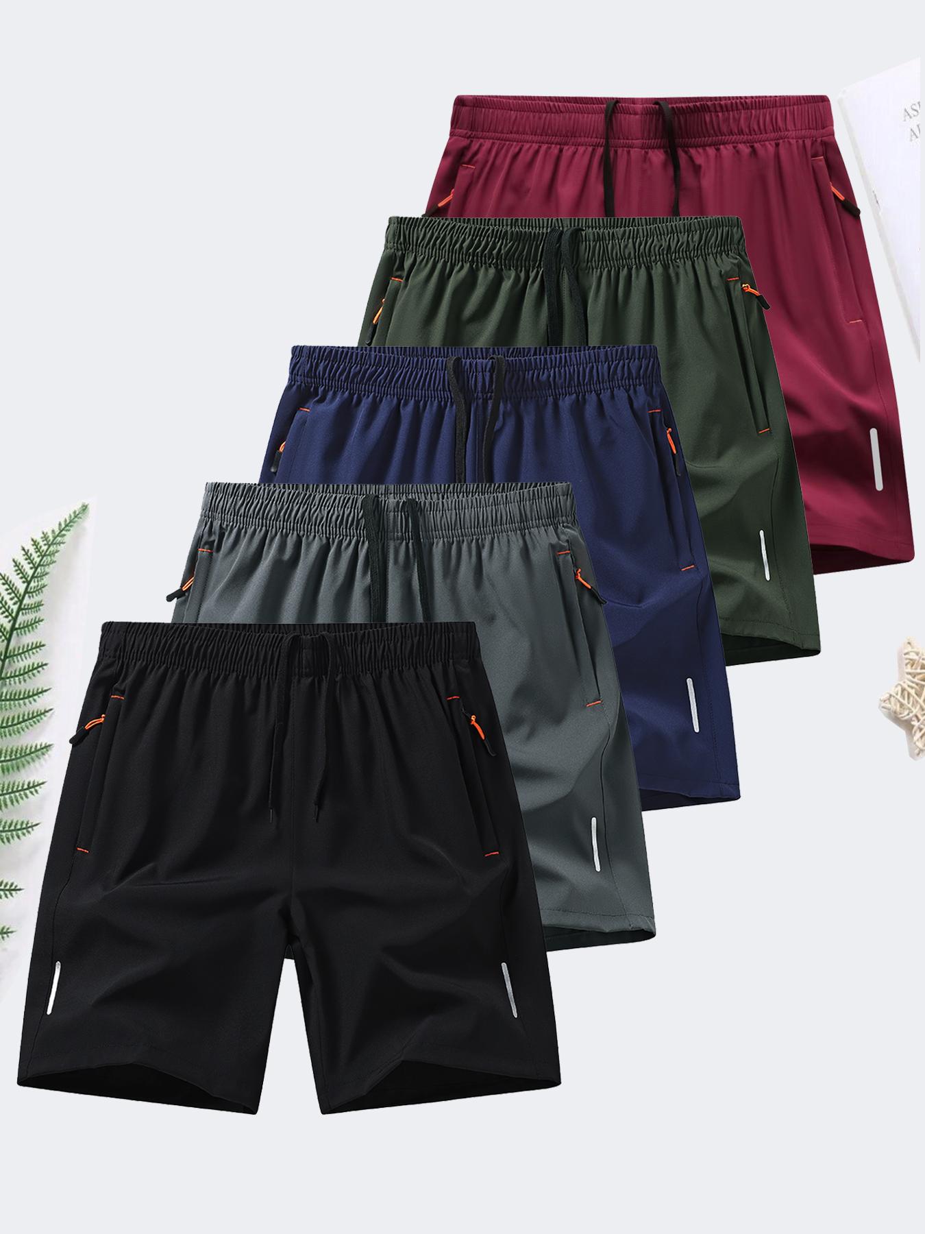 men's zipper pocket shorts, summer ice silk beach shorts