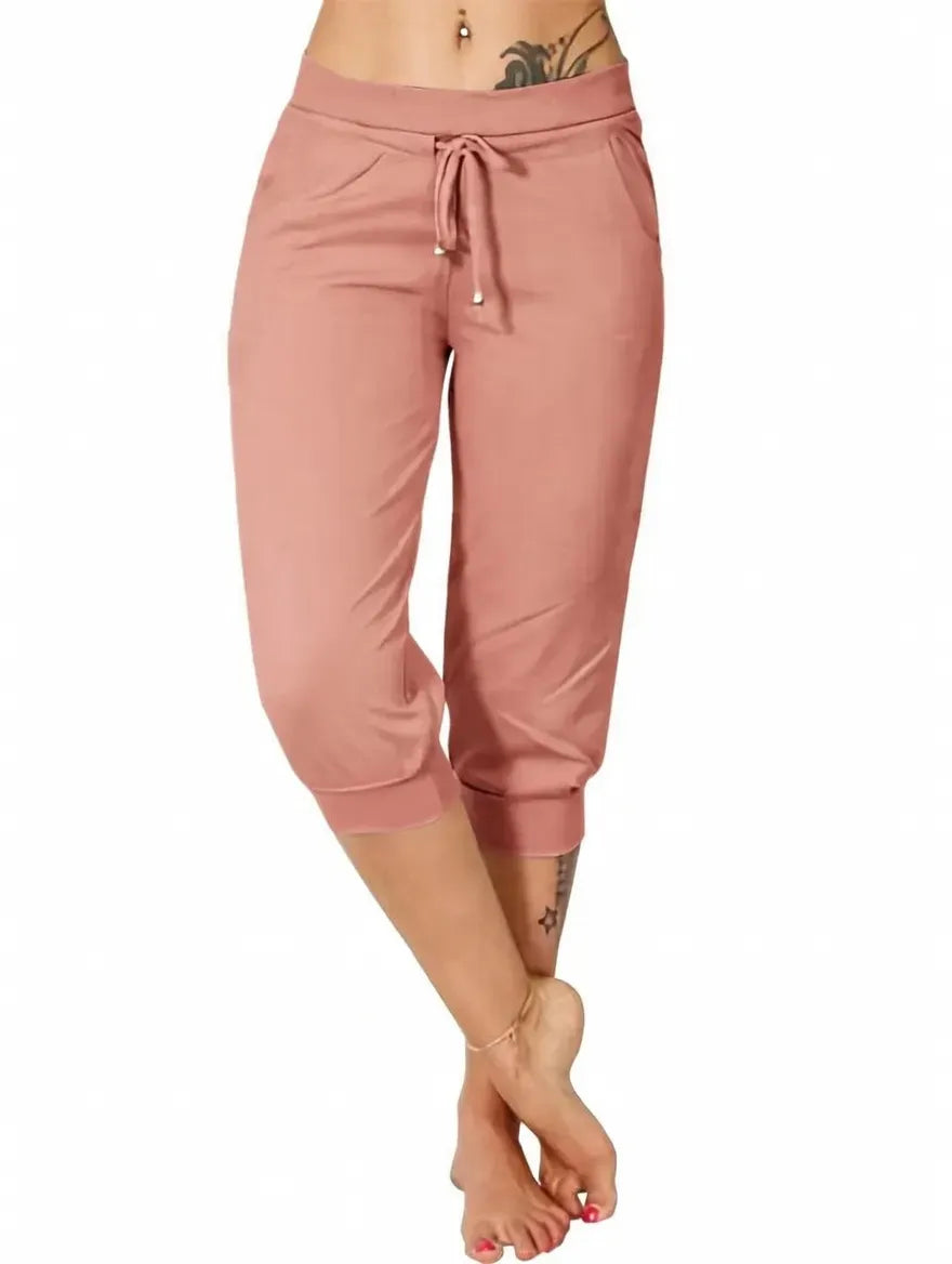 🔥Hot Summer Sale🔥Women's Drawstring Capri Pants with Pockets for Casual Comfort Wear（Note: Colors are customizable.)