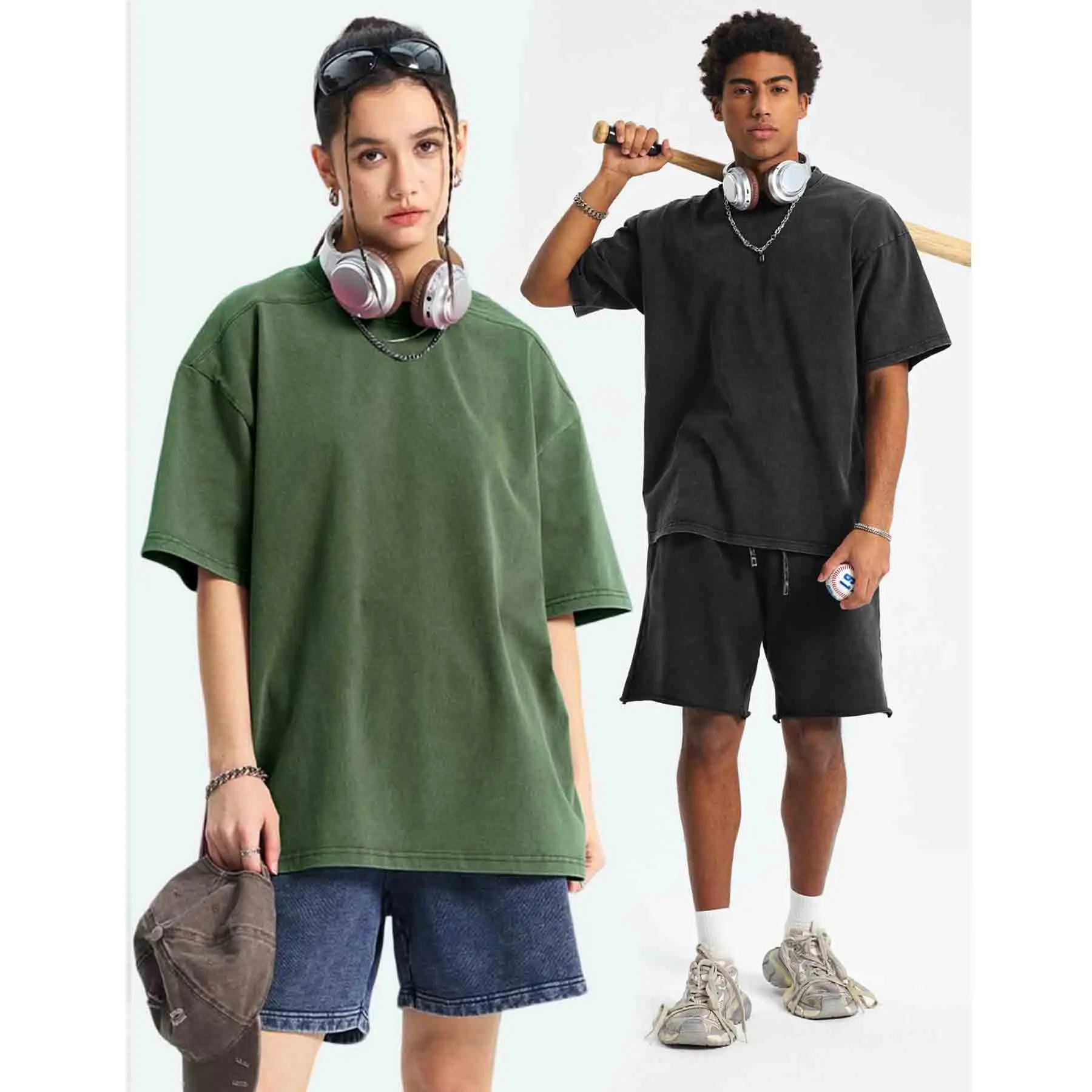 ARSSM 3 Pack Acid Wash Unisex Oversized Cotton T-Shirt Crew Neck Half Short Sleeve Summer Top Casual Loose Fit Solid Streetwear Comfortable Tees Basic Womenswear Shortsleeve Tshirt