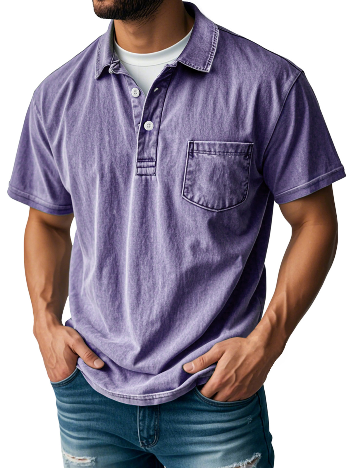 🔥Last Day 89% OFF🔥Men's Retro Lapel Button Pocket Casual Short Sleeve POLO Shirt