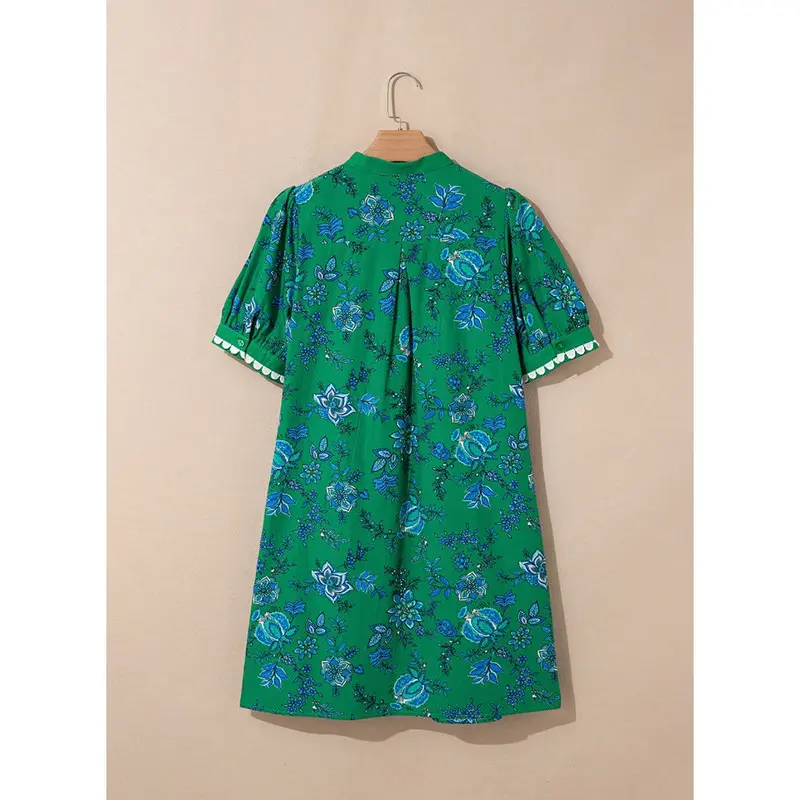 Dokotoo Women's Floral Print V-Neck Mini Dress