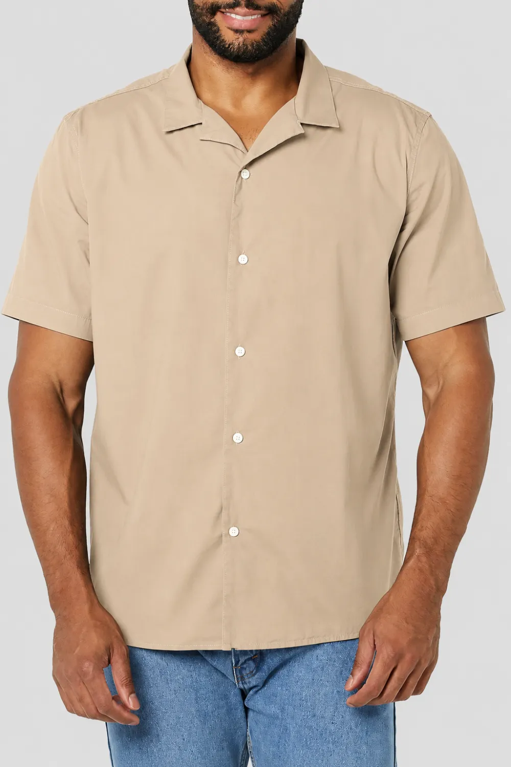 Men's Vacation Cotton Button-Down Short Sleeve Resort Shirt