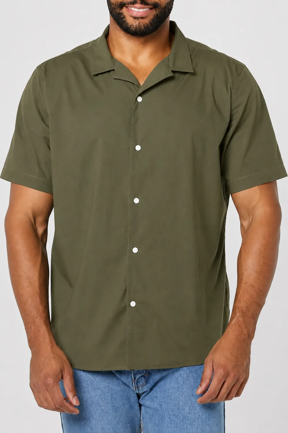 Men's Vacation Cotton Button-Down Short Sleeve Resort Shirt