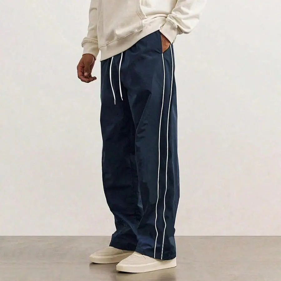 5-Pack Men’s Straight-Leg Striped Casual Pants for Spring/Autumn, Trendy High-Street Versatile Athletic Joggers for Summer