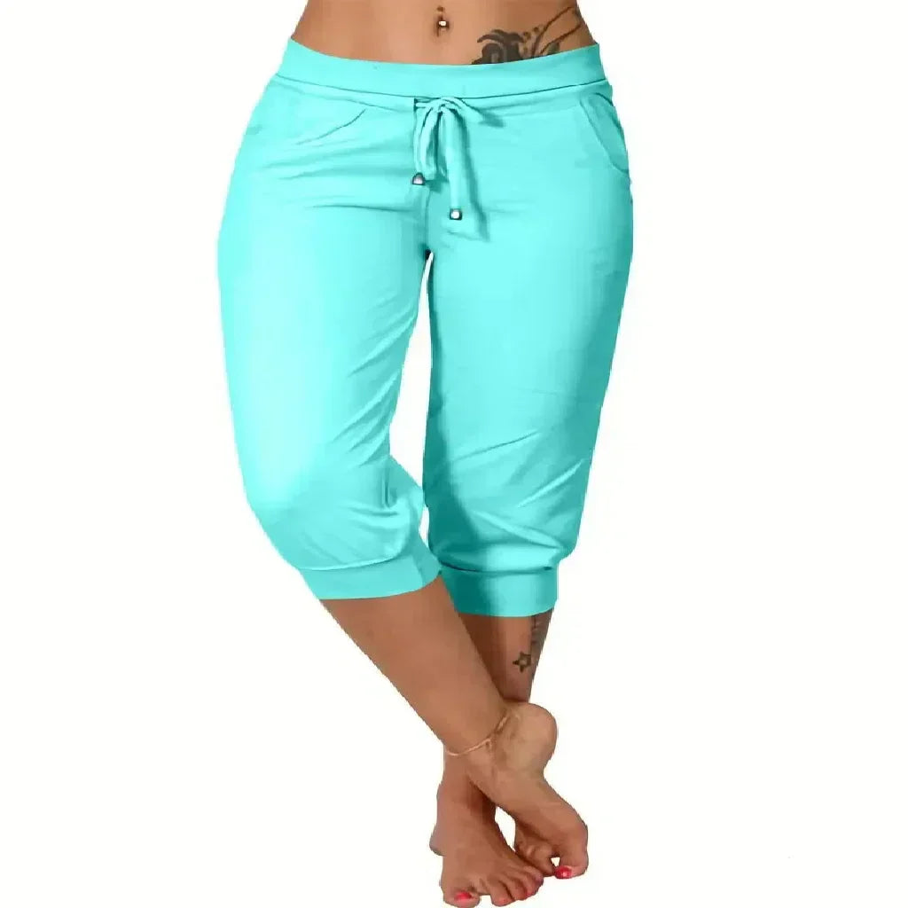 🔥Hot Summer Sale🔥Women's Drawstring Capri Pants with Pockets for Casual Comfort Wear（Note: Colors are customizable.)