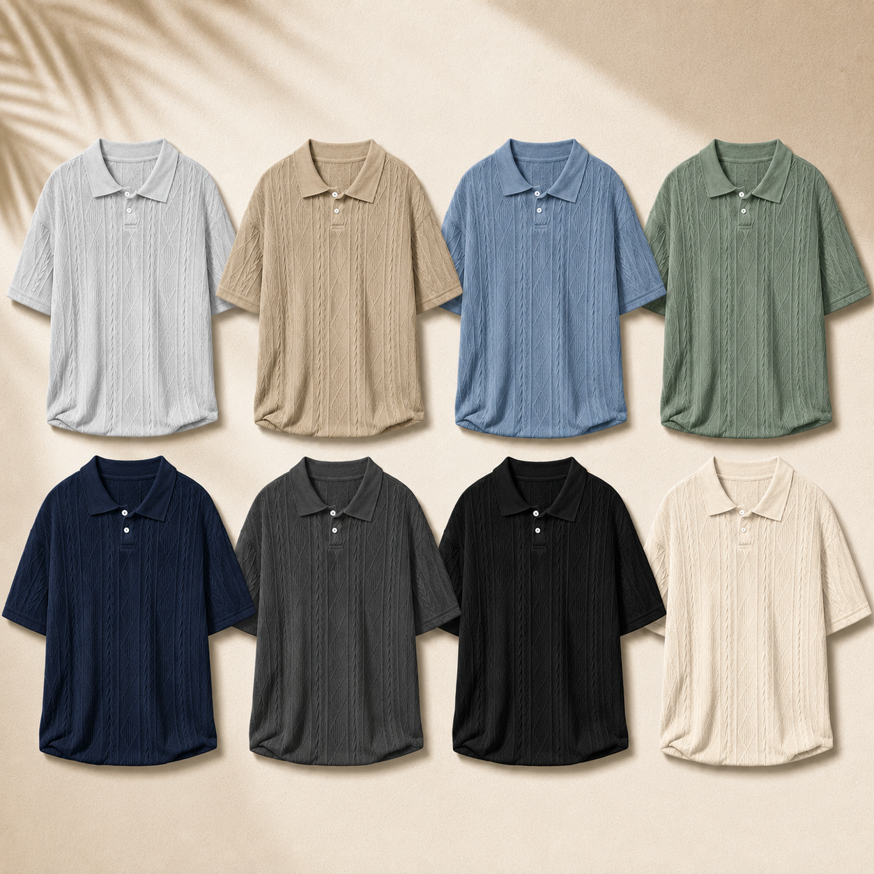 Men's Textured Knit Polo Shirt Multi-Pack