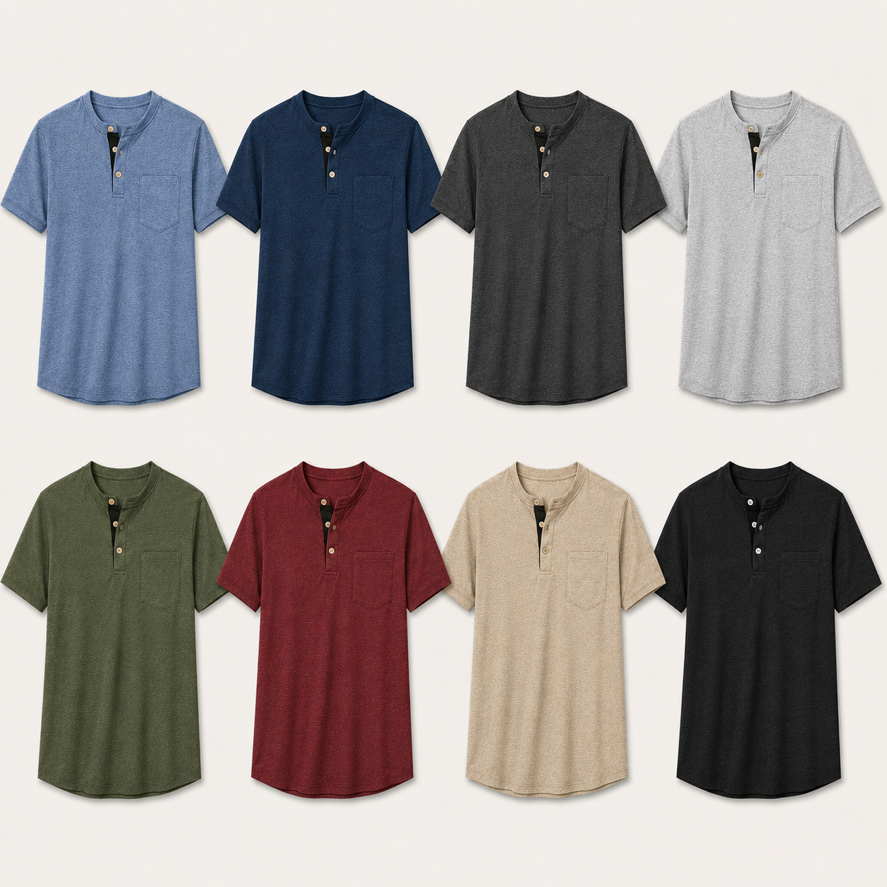 Men’s Heathered Henley T-Shirt Multipack