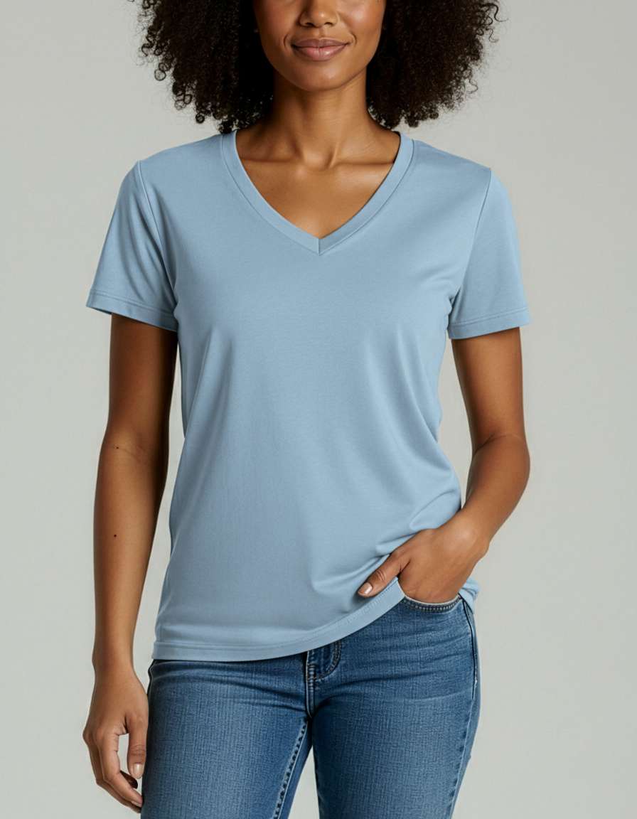 4 Pack: Women's Short-Sleeve V-Neck T-Shirt (Available in Plus Size)
