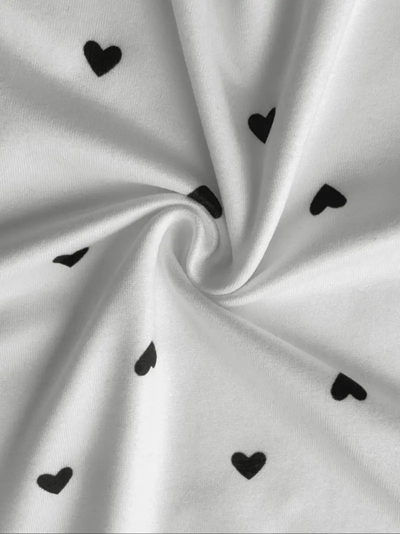 Soft stretch knit fabric detail with tiny heart print