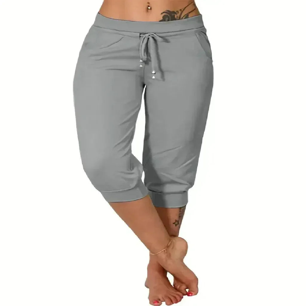 🔥Hot Summer Sale🔥Women's Drawstring Capri Pants with Pockets for Casual Comfort Wear（Note: Colors are customizable.)