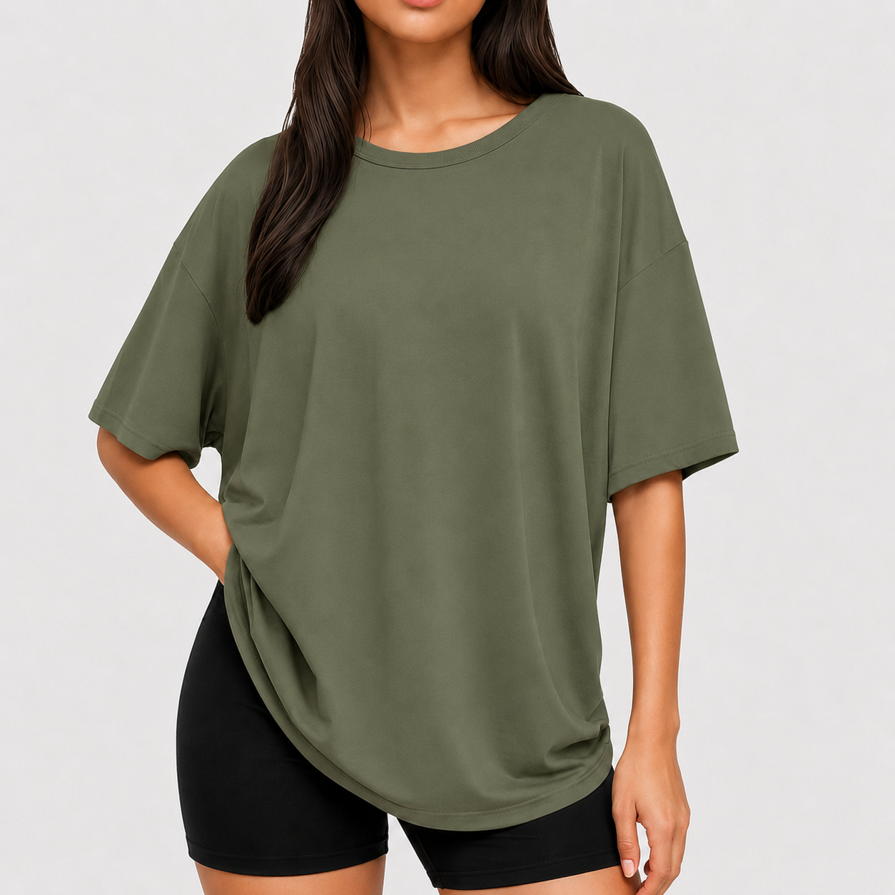 Mocha Taupe oversized tee back view