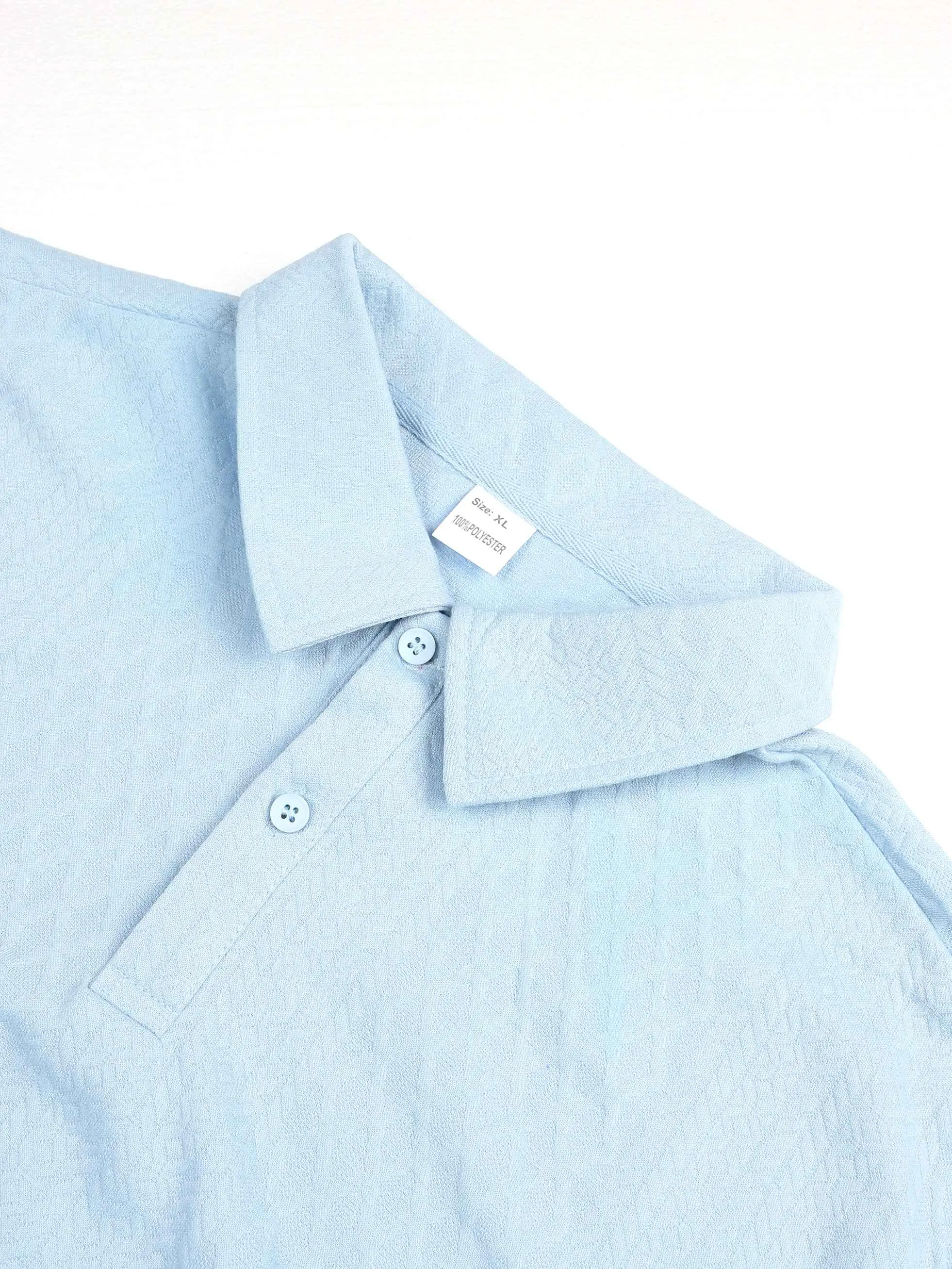 Men's Solid Polo Shirt & Drawstring Waist Shorts Set Cozy Breathable Two-piece Outfits for Daily Outdoor Wear Menswear Suits
