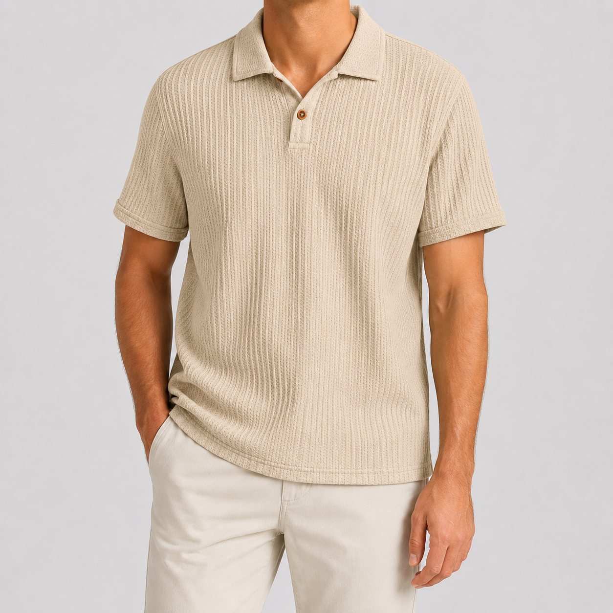 Dusty Sky Blue polo shirt model image