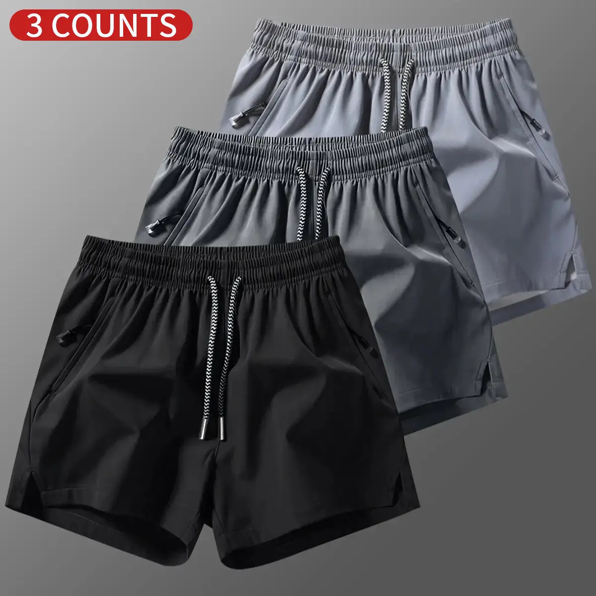 Men's Plain Solid Color Drawstring Pocket Shorts