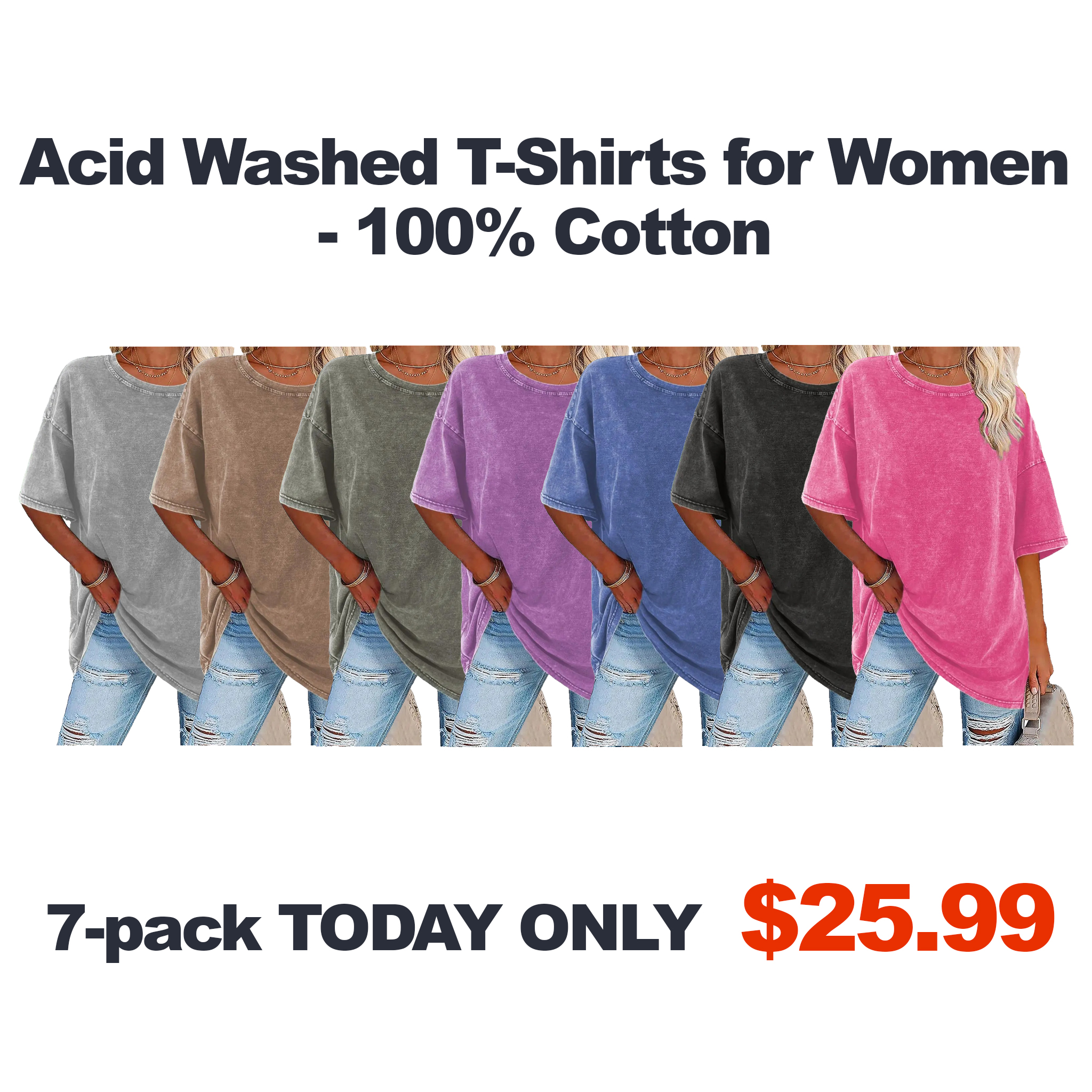 Acid Washed T-Shirts for Women
