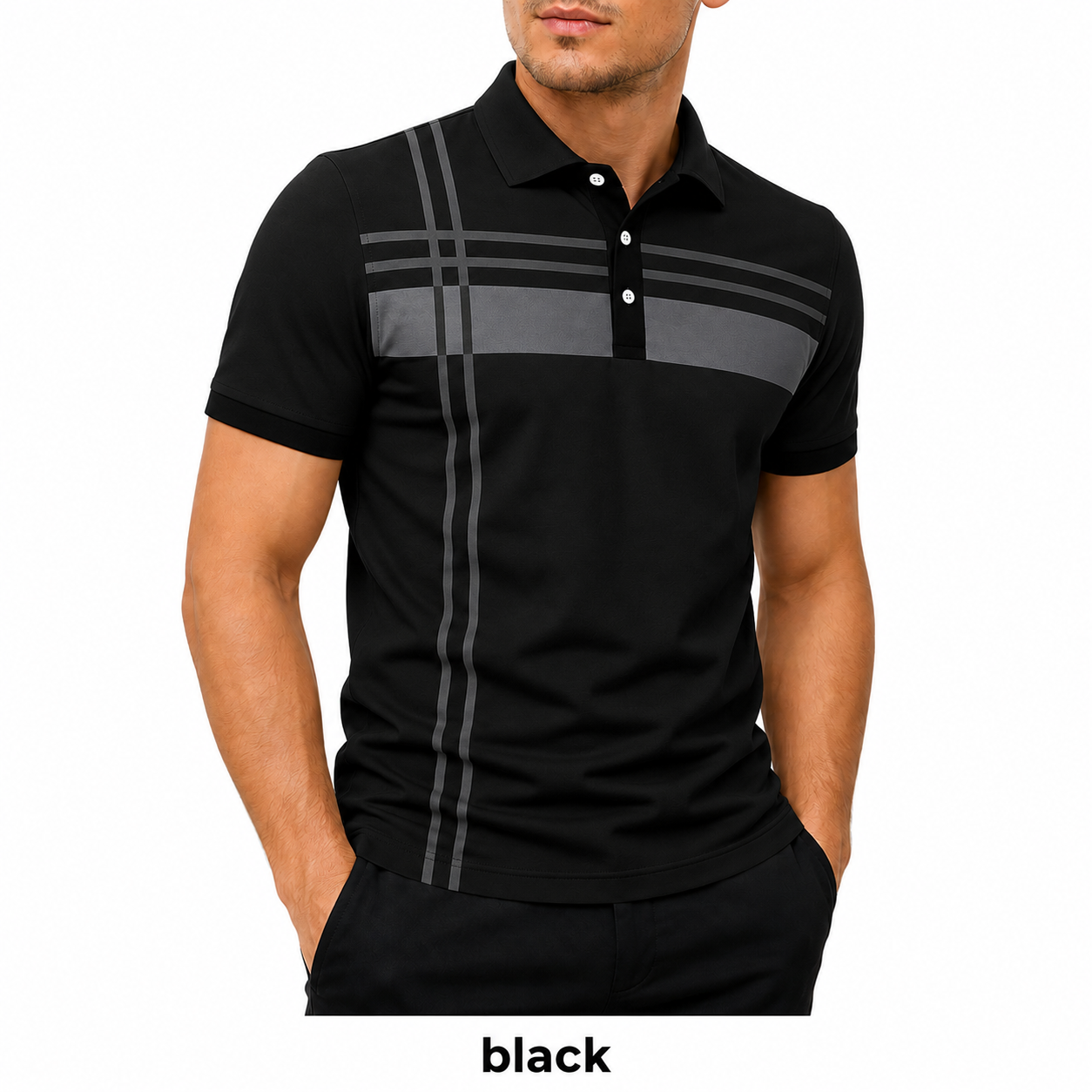 🎉Men's Striped Print Short Sleeve Polo Shirt, Regular Fit Trendy Casual Buttons Collared Top for Summer, Men's Clothes for Daily Wear, Printed Polo Shirts, Summer Polos🔥