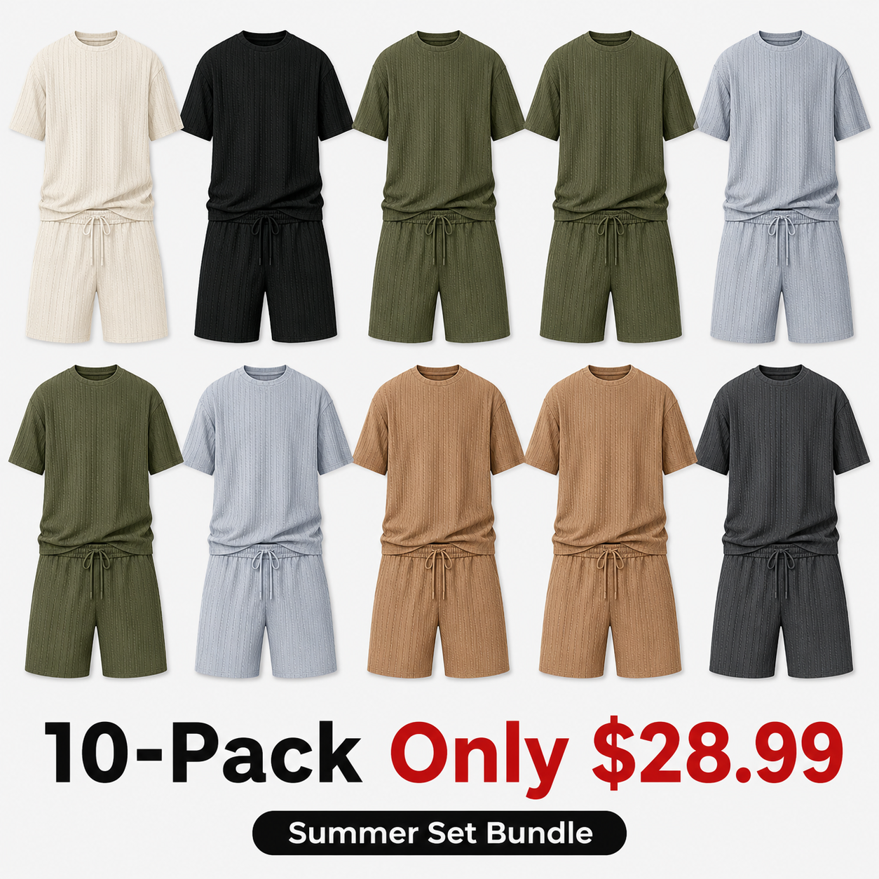 Men's Summer Casual Set - Breathable Tee & Drawstring Shorts
