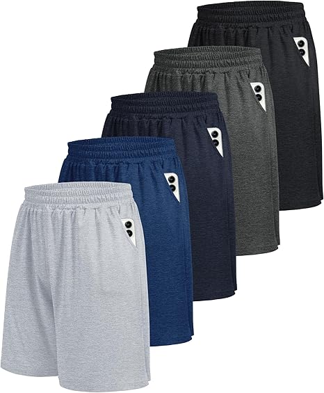 Men's Athletic Gym Shorts - Quick Dry Workout Basketball Shorts with Pockets for Running Casual Activewear, Black