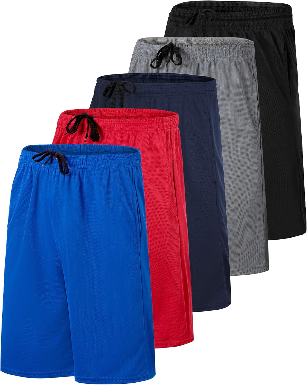 5 Pack: Men’s 9" Mesh Shorts – Athletic Gym, Workout, Basketball, Running, Casual Lounge Activewear Pockets