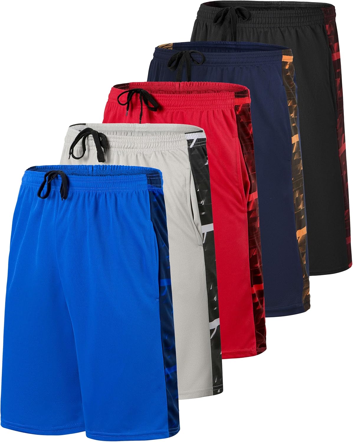 5 Pack: Men’s 9" Mesh Shorts – Athletic Gym, Workout, Basketball, Running, Casual Lounge Activewear Pockets