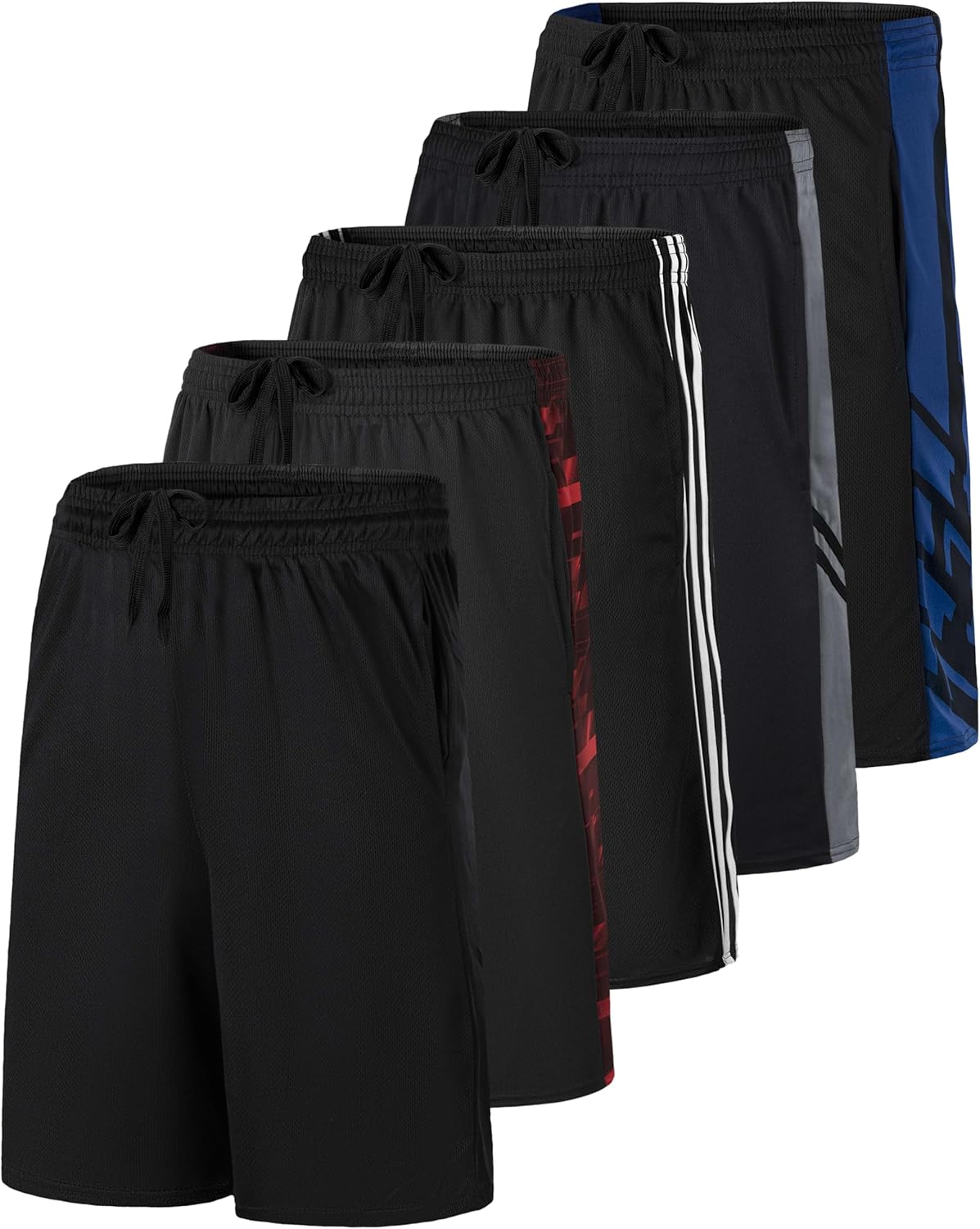 5 Pack: Men’s 9" Mesh Shorts – Athletic Gym, Workout, Basketball, Running, Casual Lounge Activewear Pockets