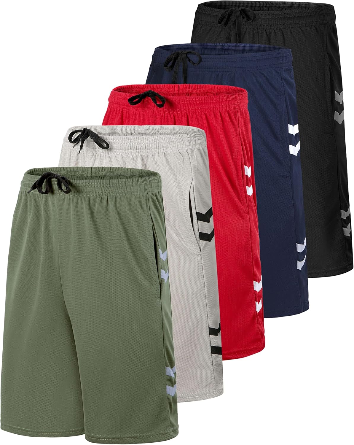 5 Pack: Men’s 9" Mesh Shorts – Athletic Gym, Workout, Basketball, Running, Casual Lounge Activewear Pockets