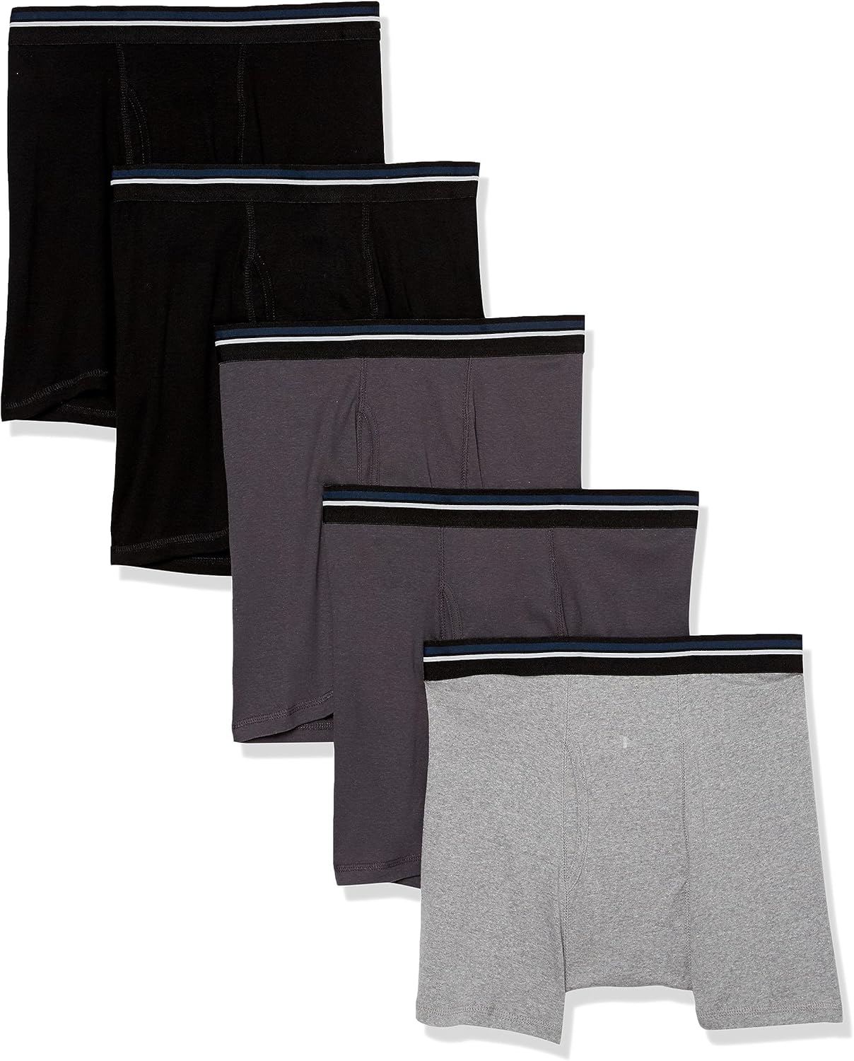 Basics Mens Underwear Boxer Briefs, Comfortable Cotton, Tag-Free, Pack of 5