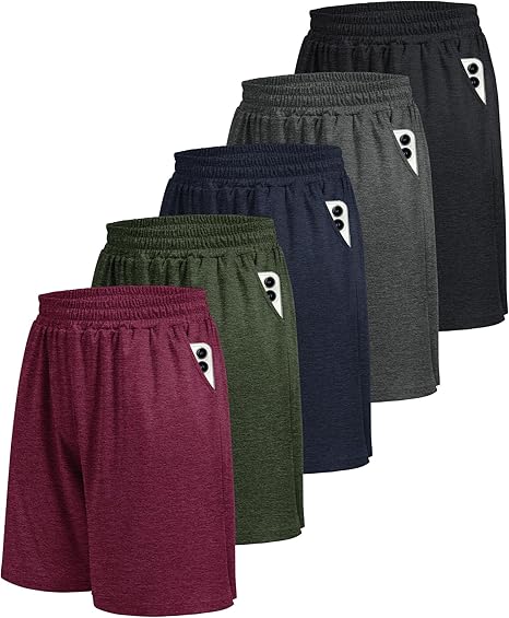 Men's Athletic Gym Shorts - Quick Dry Workout Basketball Shorts with Pockets for Running Casual Activewear, Black