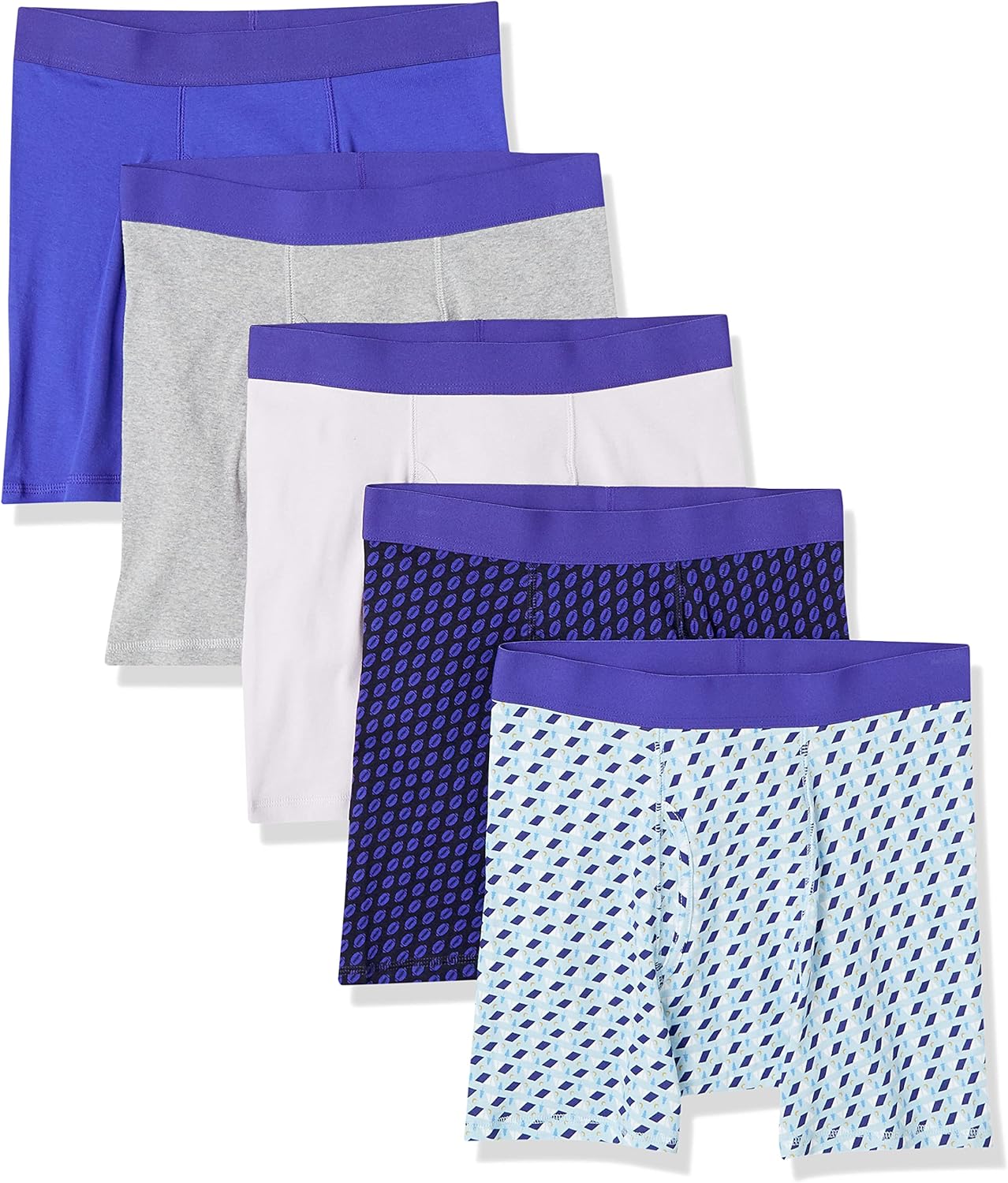 Basics Mens Underwear Boxer Briefs, Comfortable Cotton, Tag-Free, Pack of 5