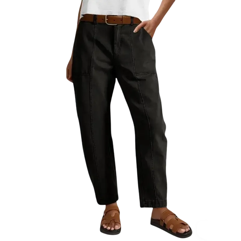 Solid Mid-Rise Baby Barrel Pants, High Stretch, Deep Pockets