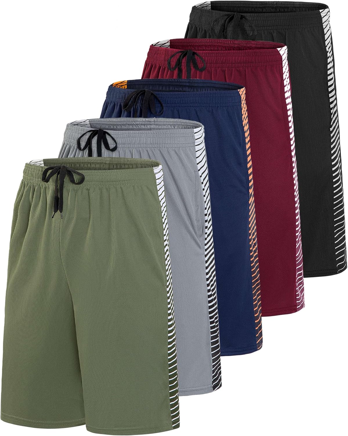 5 Pack: Men’s 9" Mesh Shorts – Athletic Gym, Workout, Basketball, Running, Casual Lounge Activewear Pockets