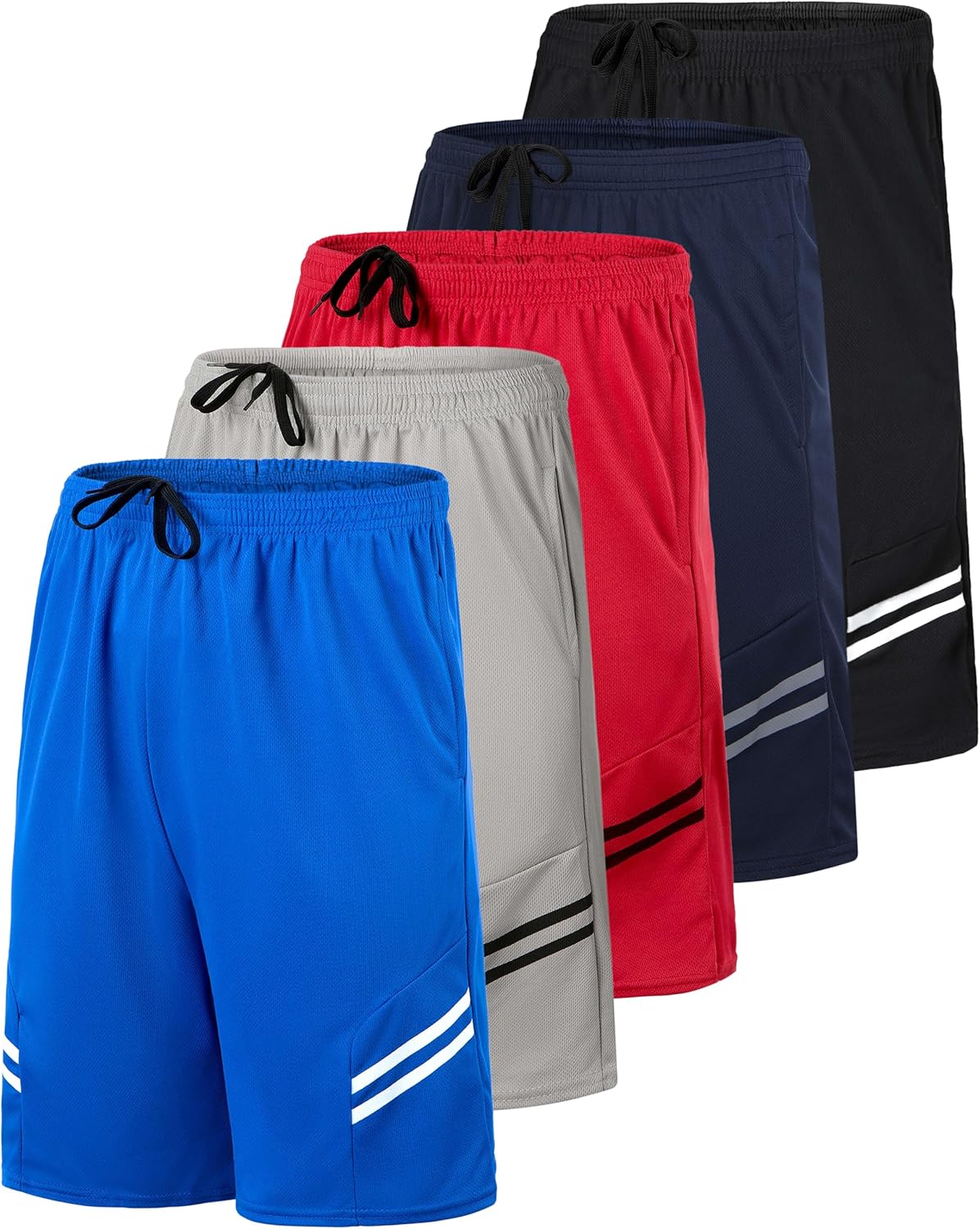 5 Pack: Men’s 9" Mesh Shorts – Athletic Gym, Workout, Basketball, Running, Casual Lounge Activewear Pockets