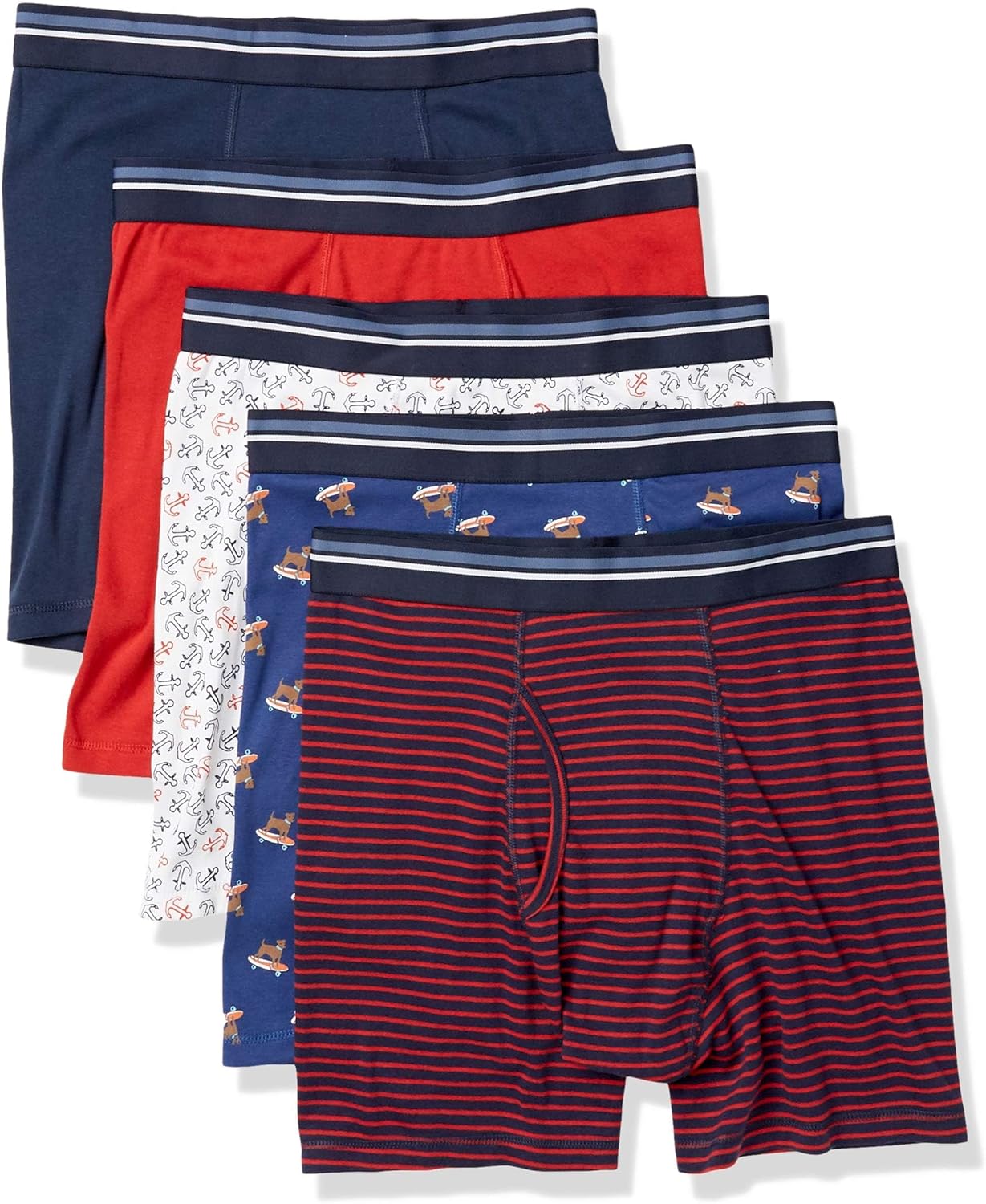 Basics Mens Underwear Boxer Briefs, Comfortable Cotton, Tag-Free, Pack of 5