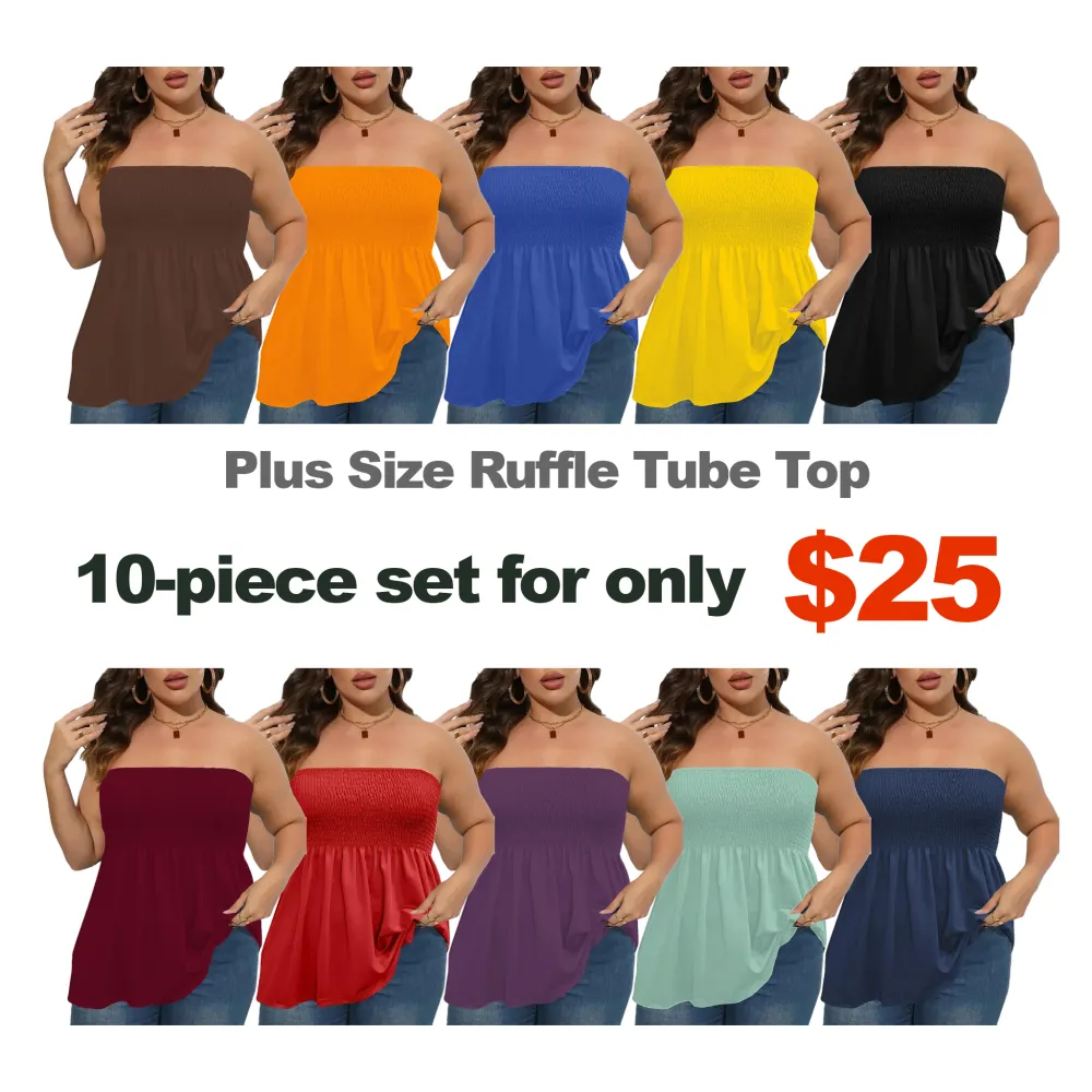 Plus Size Ruffle Tube Top