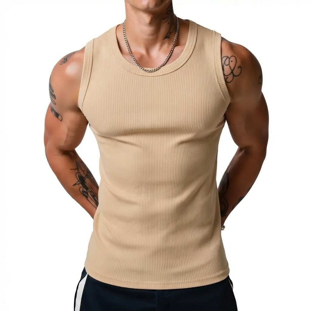 Men’s Wide Strap Ribbed Tank Top