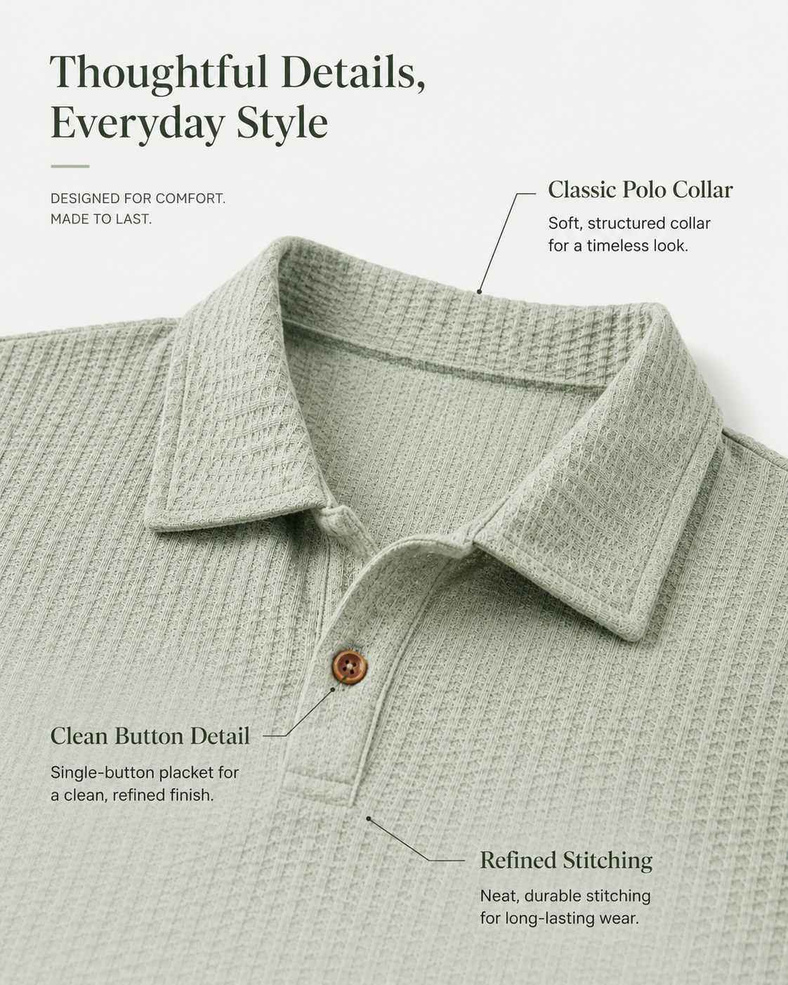 Muted Olive Green polo shirt model image