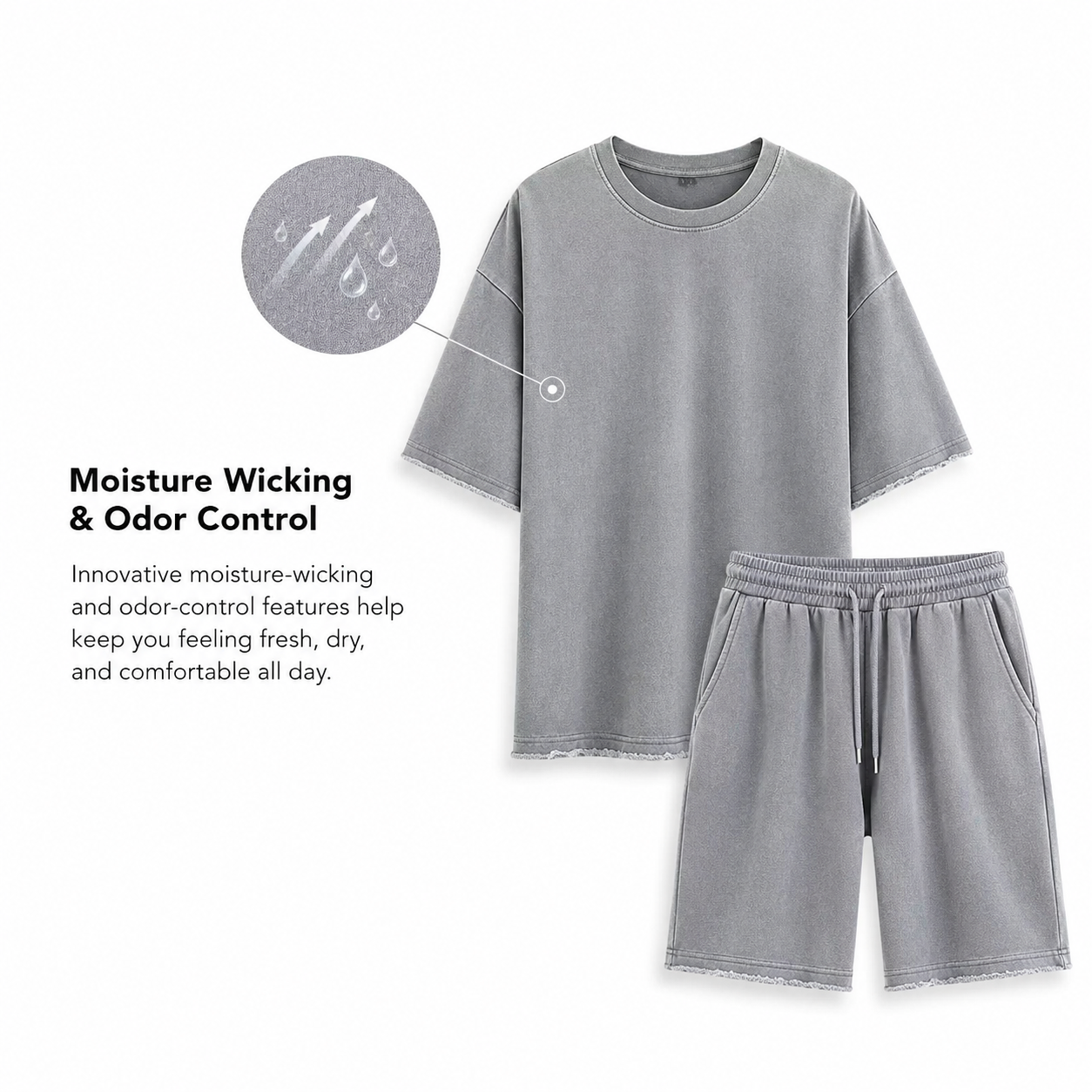 🔥Casual Loose Fit Solid Sports Sets Sweat Suit Textured Sweatsuit🎉