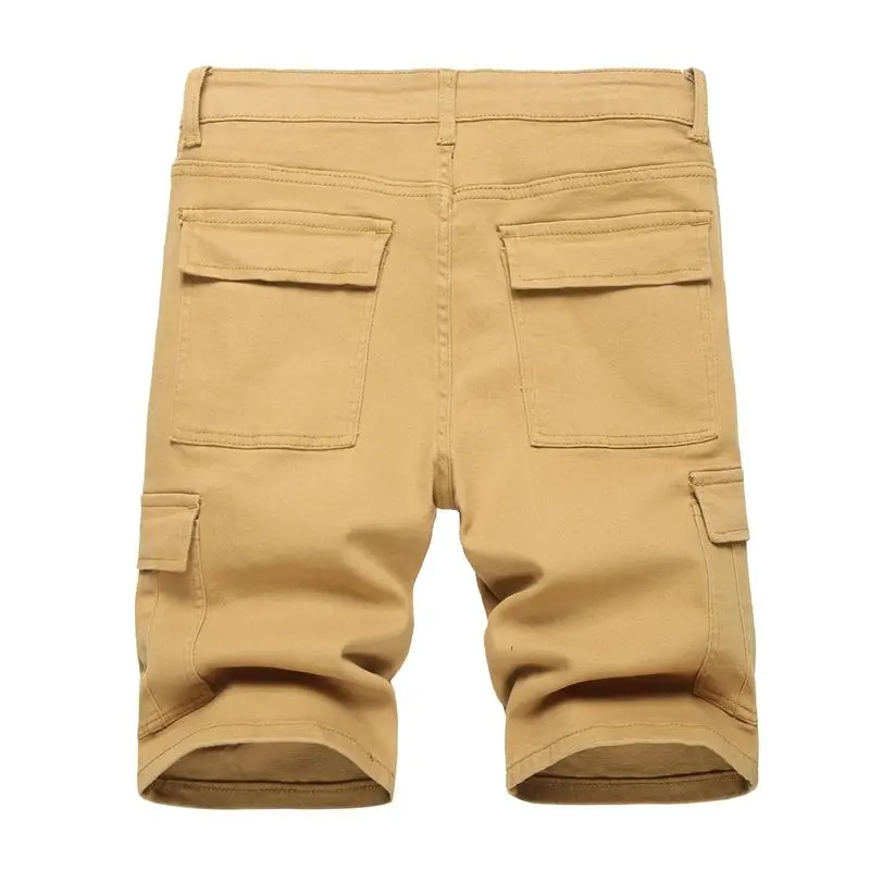 Men's Ripped Denim Shorts, Stretch, Distressed Street Style
