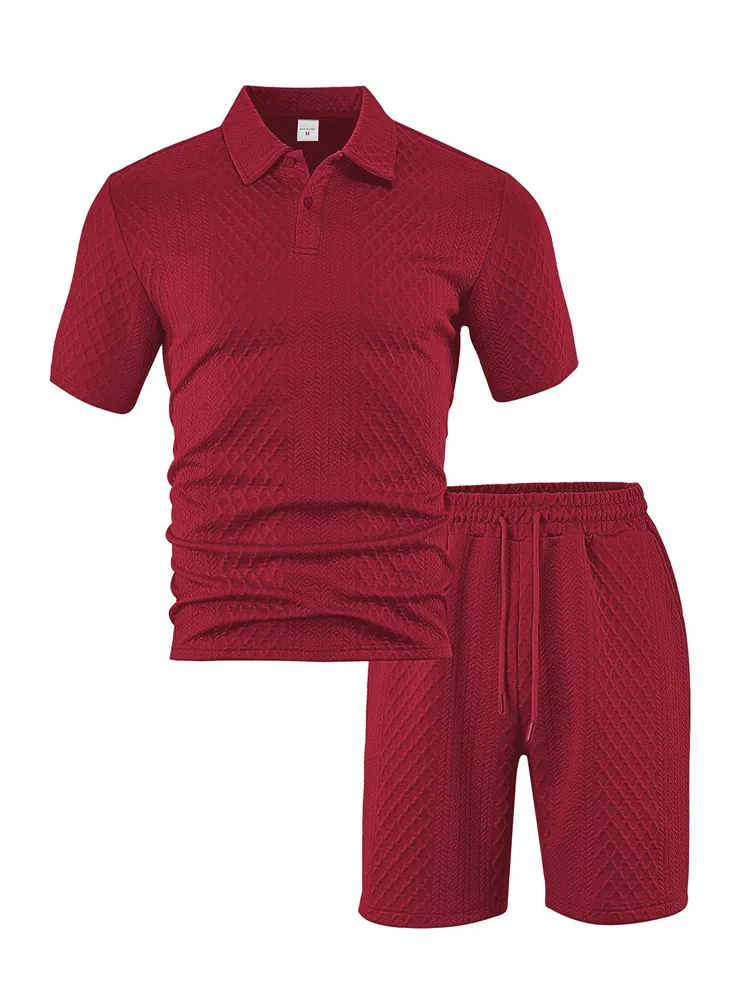 Men's Polo Shirt and Drawstring Shorts Set