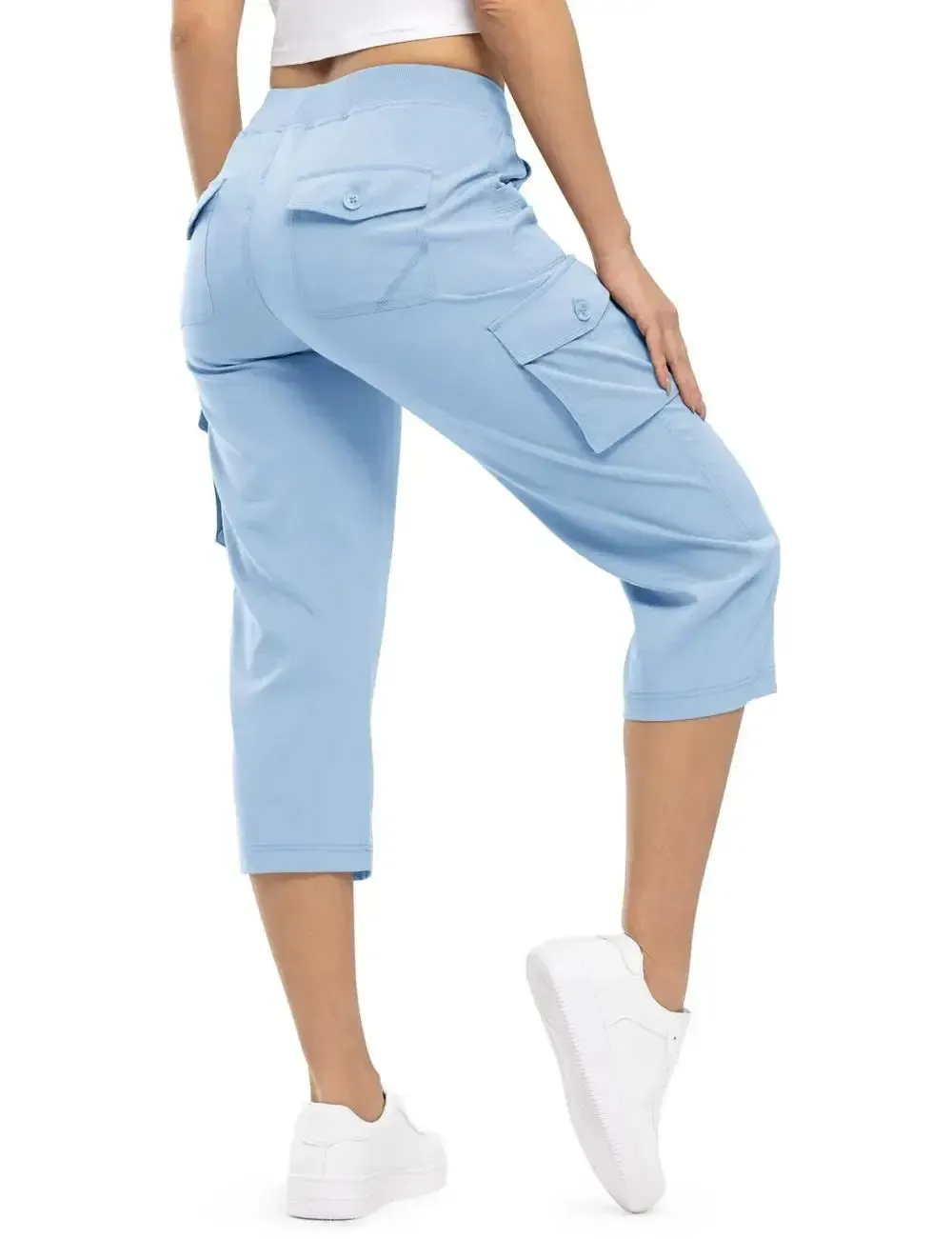🔥Last day promotion🔥Womens Cargo Capris Lightweight Hiking Pants Shorts Cropped Cotton