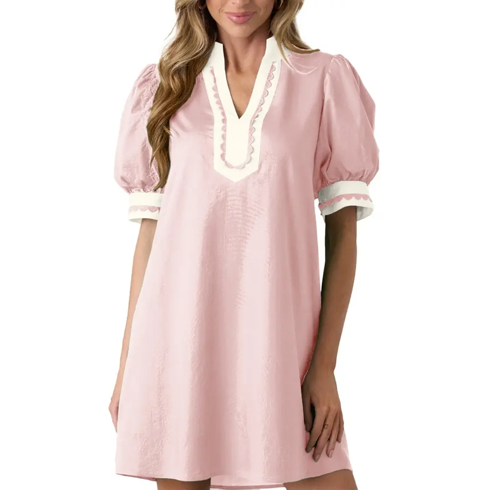 Dokotoo Women's Floral Print V-Neck Mini Dress