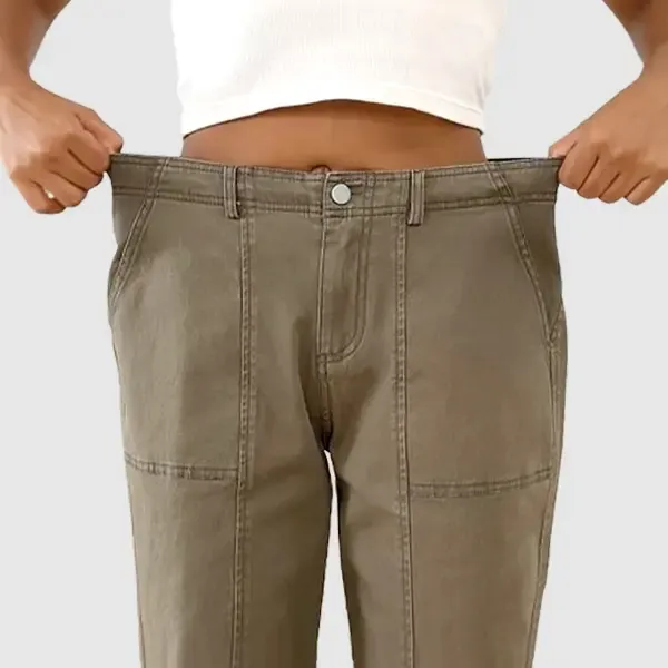 Solid Mid-Rise Baby Barrel Pants, High Stretch, Deep Pockets