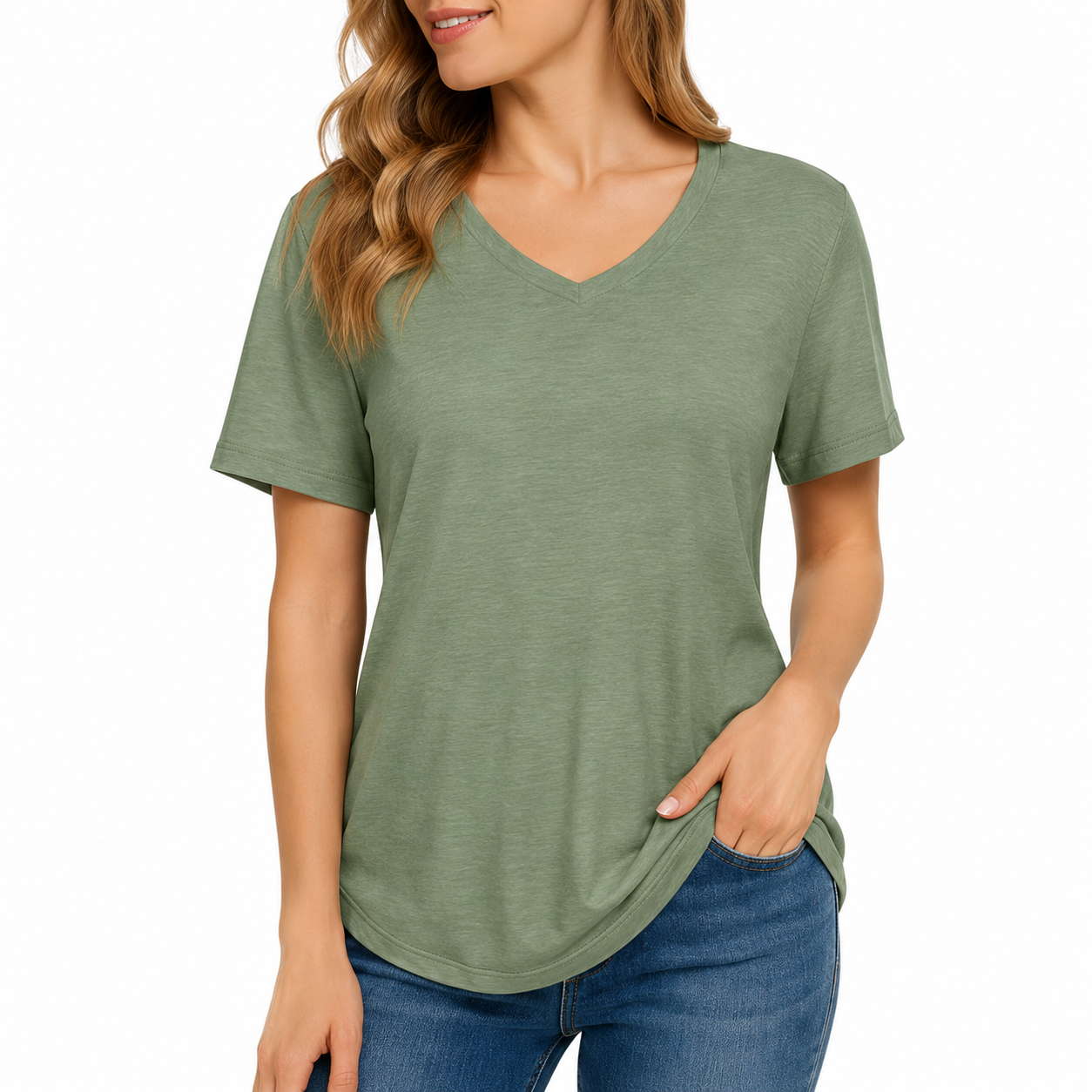 4 Pack V Neck T Shirts for Women Basic Tees Casual Short Sleeve Shirts Loose Fit Plus Size Tops Plain Summer Clothes