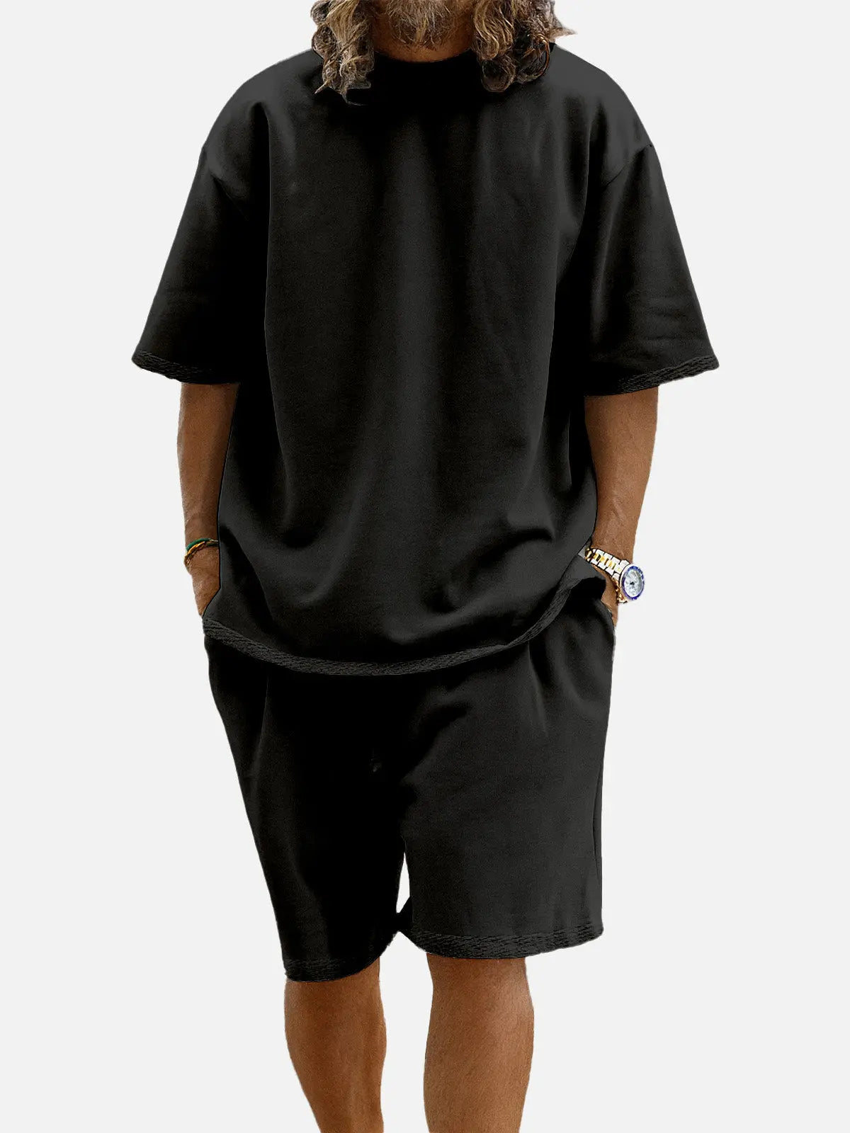 Men's Casual Two-Piece Short Sleeve Shirt and Shorts Set