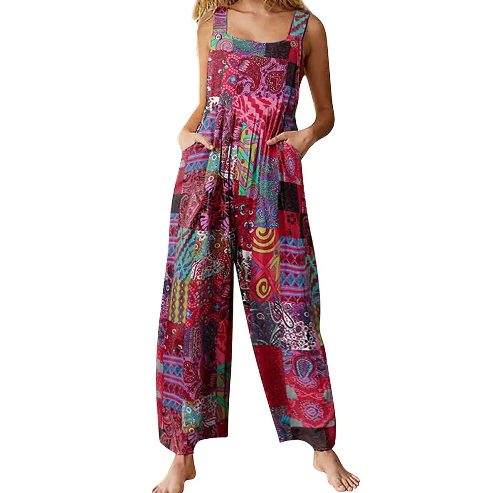 ⚡FINAL SALE⚡Patchwork Bohemian Pocket Jumpsuit