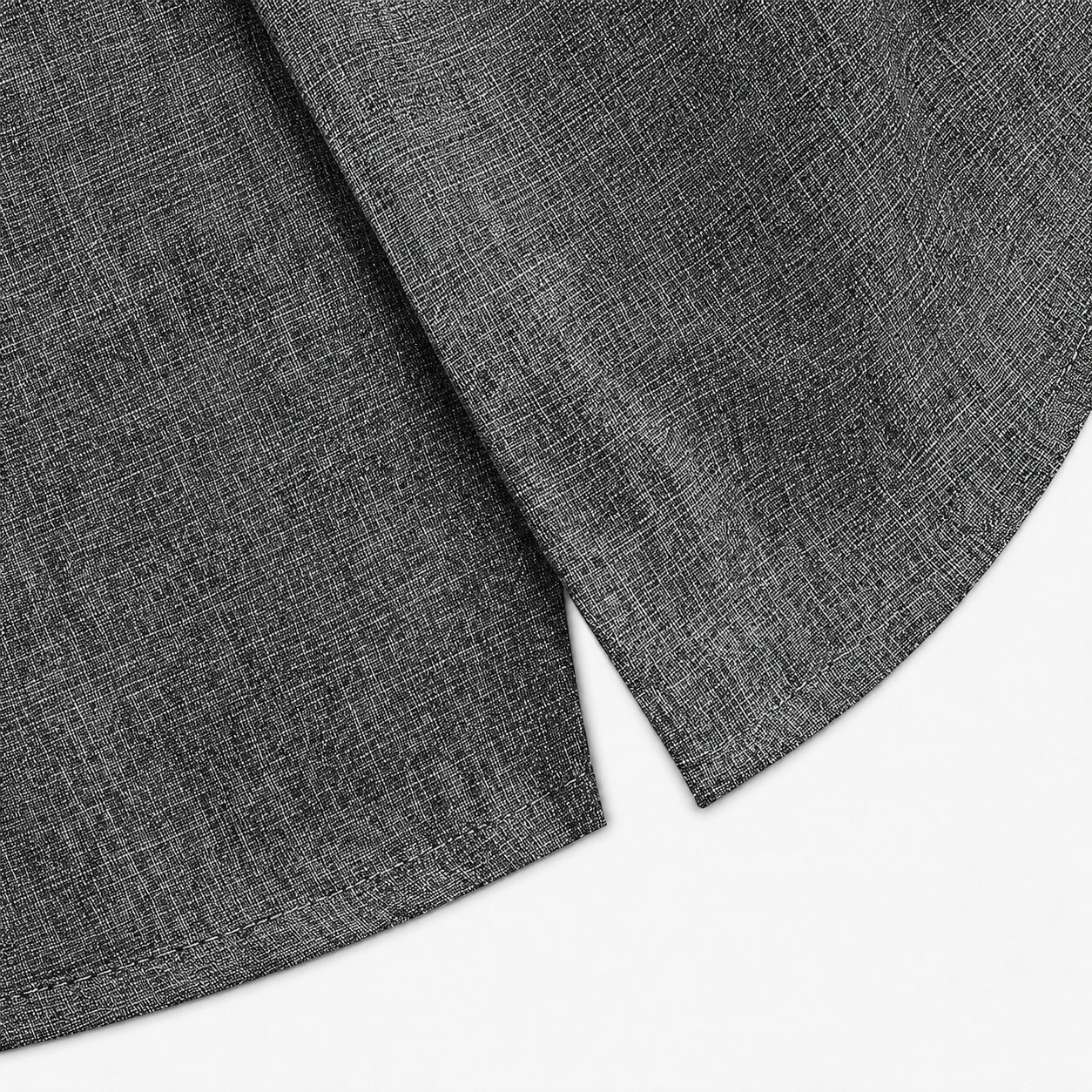 Curved hem and stitched edge detail on textured short-sleeve shirt